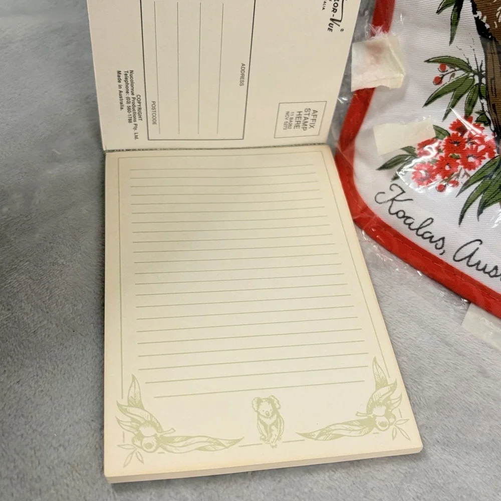 Australia Souvenir‎ Lot – Koala Oven Mitt & Pot Holder Set + Kangaroo Notepad